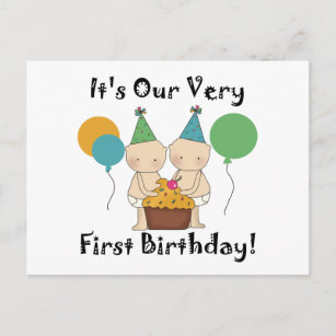 Carte Postale Twin Baby 1st Birthday Tshirts et cadeaux
