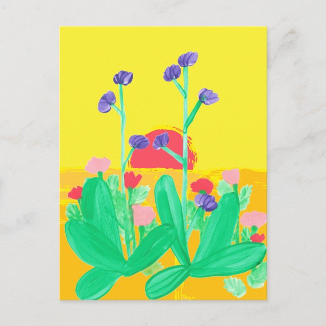 Carte postale Twin Flowers et Sunset (Devant)