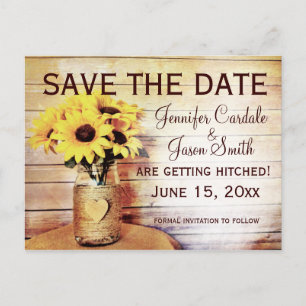 Carte Postale Twine Wrapped Mason Jar Sunflower Enregistrer la d