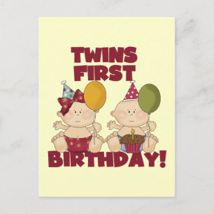 Carte Postale Twins 1er Anniversaire T-shirts et cadeaux garçon/