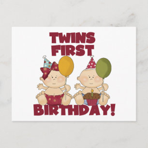 Carte Postale Twins 1st Birthday Boy/Girl T-shirts and Toxts