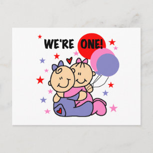 Carte Postale Twins We're One Birthday Tshirts and Gifts