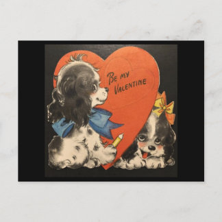 Carte Postale Two Adorable Puppies Vintage Valentine Postcard