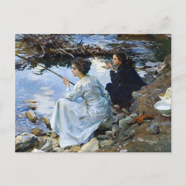 Carte Postale Two Girls Fishing par John Singer Sargent (Devant)