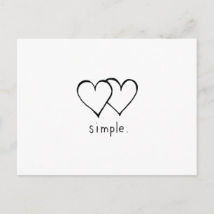 Carte Postale Two Hearts - Amour simple - dessin de trait frais