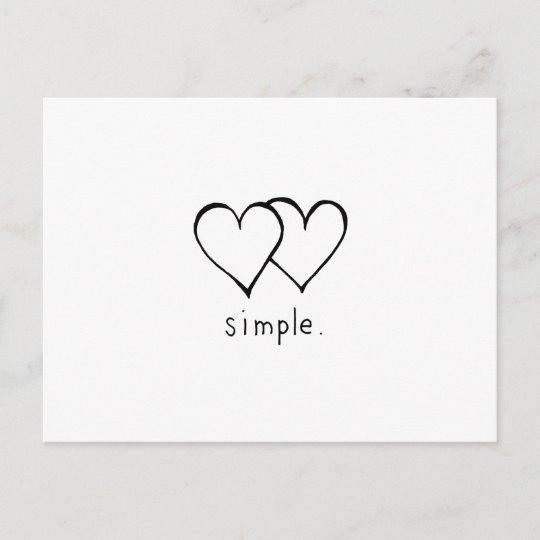 Carte Postale Two Hearts Amour Simple Dessin De Trait Frais Zazzle Fr