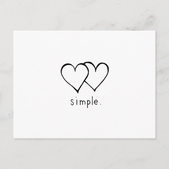 Carte Postale Two Hearts - Amour simple - dessin de trait frais (Devant)