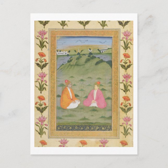 Carte Postale Two nobles seated in a landscape, from the Small C (Devant)