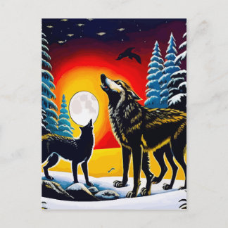 Carte Postale Two Wolves Wall Art Printable Home