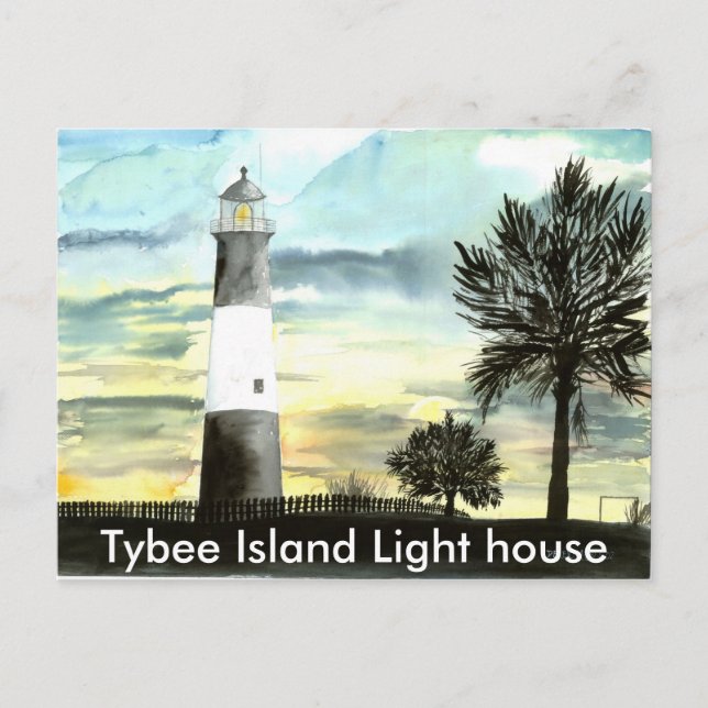Carte Postale TYBEE Island Lighthouse art cadeaux de collection, (Devant)