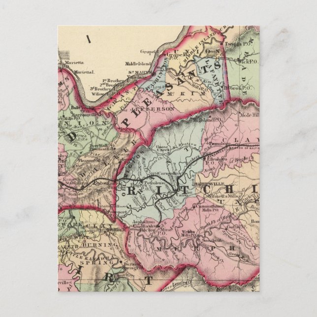 Carte Postale Tyler, Ritchie, Plaisants, Bois, Comtés de Wirt (Devant)