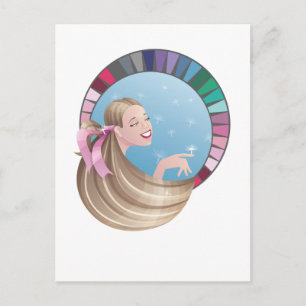 Carte Postale Type été fille avec palette