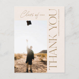 Carte Postale Type moderne Graduation Merci Photo Gold Blush