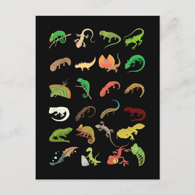 Carte Postale Types de reptiles Gecko Lézard mignon (Devant)