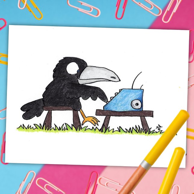 carte postale TYPEWRITER CROW par Nicole Janes (Créateur téléchargé)