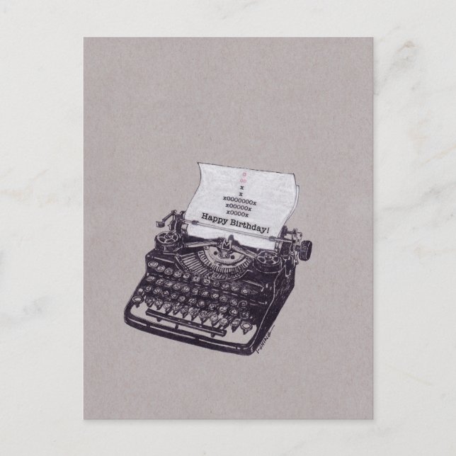 Carte Postale Typewriter Joyeux Cupcake d'anniversaire (Devant)