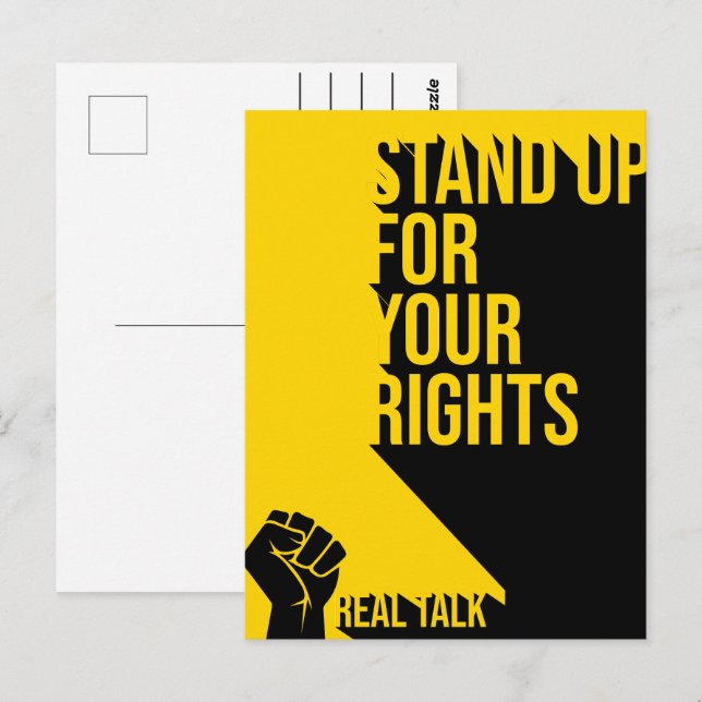 Carte Postale Typographic Défendre Vos Droits (Devant / Derrière)