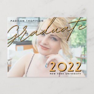 Carte Postale Typographie à deux tons Photo Graduation Invitatio