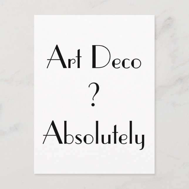 Carte Postale Typographie Absolument Art Déco (Devant)