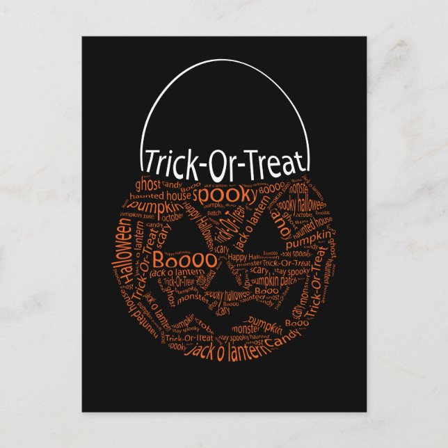 Carte Postale Typographie Citrouille Halloween Orange Noir (Devant)