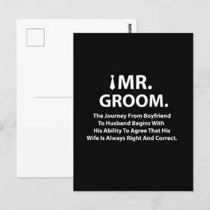 Carte Postale Typographie de citation drôle du marié