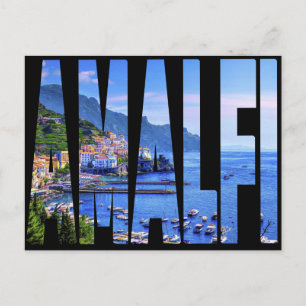 Carte Postale Typographie de la côte d'Amalfi Voyage photo moder
