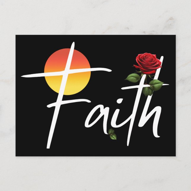 Carte Postale Typographie de la foi avec des roses (Devant)