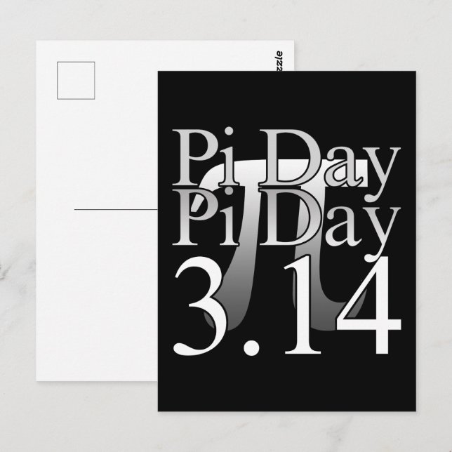 Carte Postale Typographie de la Journée de Pi Noir (Devant / Derrière)