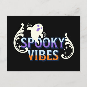 Carte Postale Typographie de lettrage avec fantôme d'Halloween a