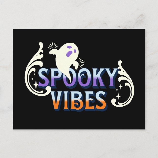 Carte Postale Typographie de lettrage avec fantôme d'Halloween a (Devant)