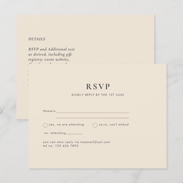 Carte Postale Typographie de mariage moderne à la crème de magno (Devant / Derrière)