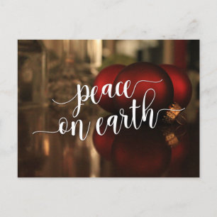 Carte Postale Typographie de Paix sur Terre & Ornements Rouges P