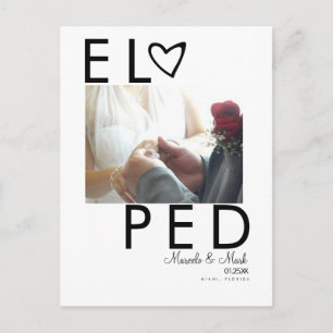 Carte Postale Typographie de photo de mariage moderne cœur
