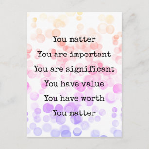 Carte Postale Typographie de points d'affirmation positive Vous 