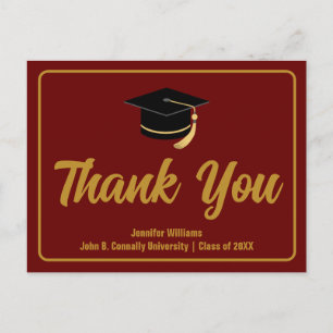 Carte Postale Typographie de remerciement de graduation Marron D