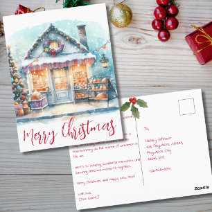 Carte Postale Typographie de scène hivernale vintage de Noël joy