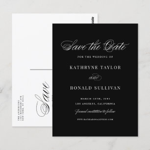 Carte Postale Typographie de script classique noir Enregistrer l