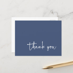 Carte Postale Typographie de script décontracté bleu denim foncé