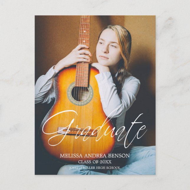 Carte Postale Typographie de script Whimsical Graduate Lycée (Devant)