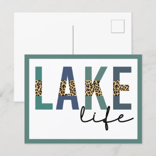 Carte Postale Typographie d'impression de Lake Life Cheetah