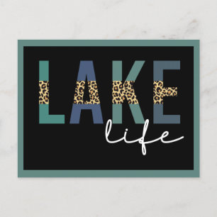 Carte Postale Typographie d'impression de Lake Life Cheetah