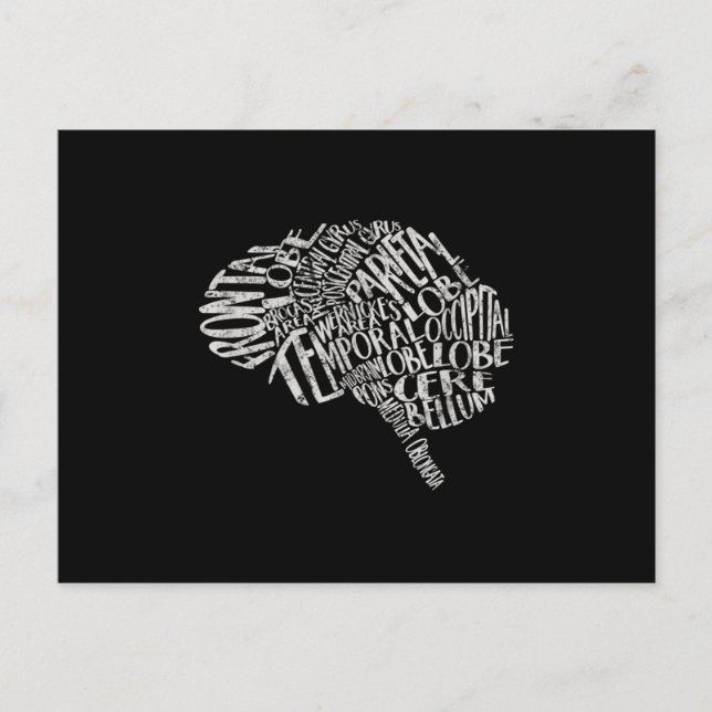 Carte Postale Typographie du cerveau RN Neuroscience (Devant)
