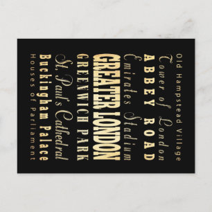 Carte Postale Typographie du Grand Londres City d'Angleterre