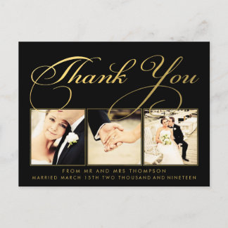 Carte Postale Typographie du script de Mariage d'or Photo
