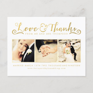 Carte Postale Typographie du script de Mariage d'or Photo