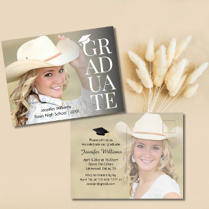 Carte Postale typographie élégante 2 fête de graduation photo dé