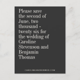 Carte Postale Typographie Élégante Noir Moderne Enregistrer La D