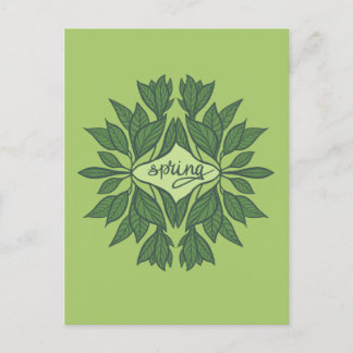 Carte Postale Typographie esthétique Feuille du printemps vert