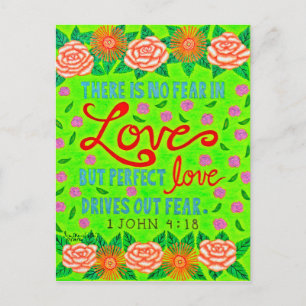 Carte Postale Typographie Florale Colorée Verset Bible On Love