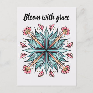 Carte Postale Typographie florale géométrique moderne - Rose ble
